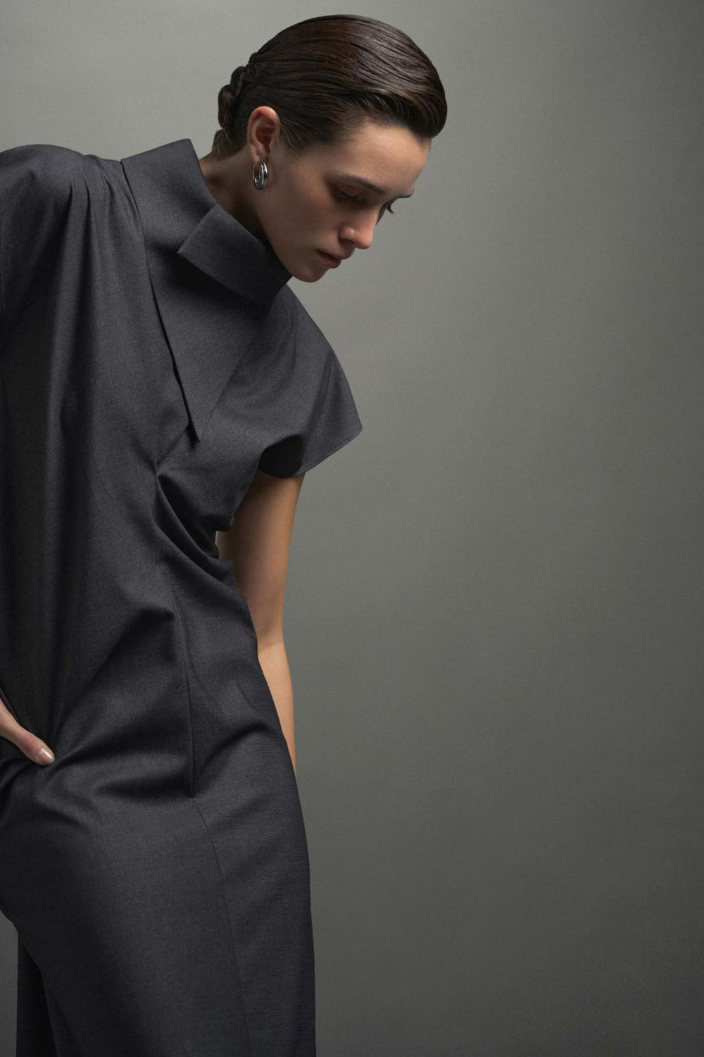 Women's Ursula High Neck Draped Maxi Dress S/M/L/XL/Customize Dark Slate MEAN BLVD Women's Ursula High Neck Draped Maxi Dress S/M/L/XL/Customize Dark Slate MEAN BLVD