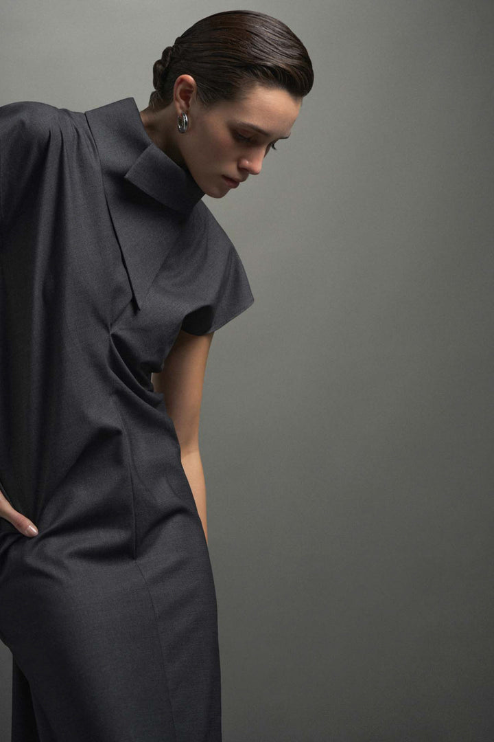 Ursula High Neck Draped Maxi Dress - MEAN BLVD