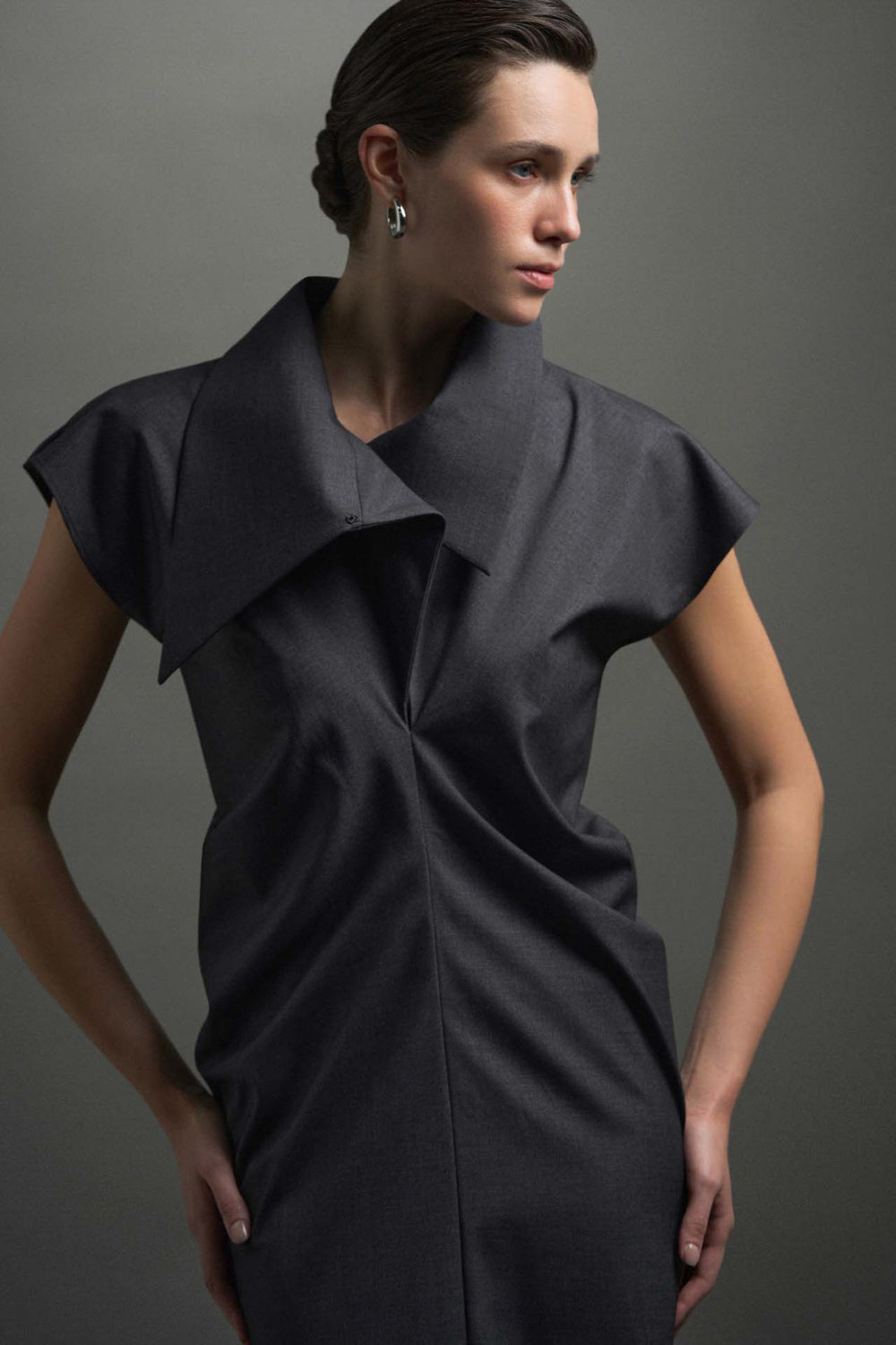Women's Ursula High Neck Draped Maxi Dress S/M/L/XL/Customize Dark Slate  MEAN BLVD