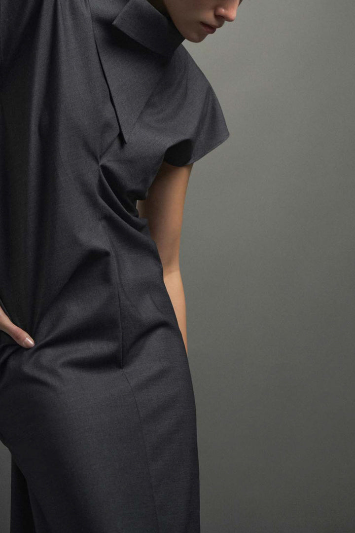 Ursula High Neck Draped Maxi Dress - MEAN BLVD