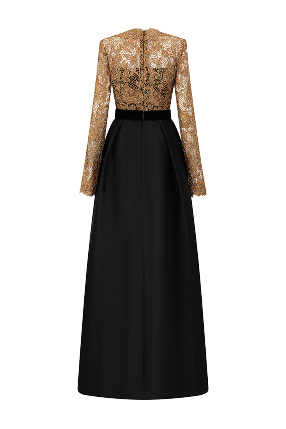 Leyla Empire V-Neck Taffeta Floor Length Dress