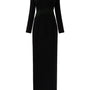 Juliette Sheath Plunge Neck Crepe Floor Length Dress