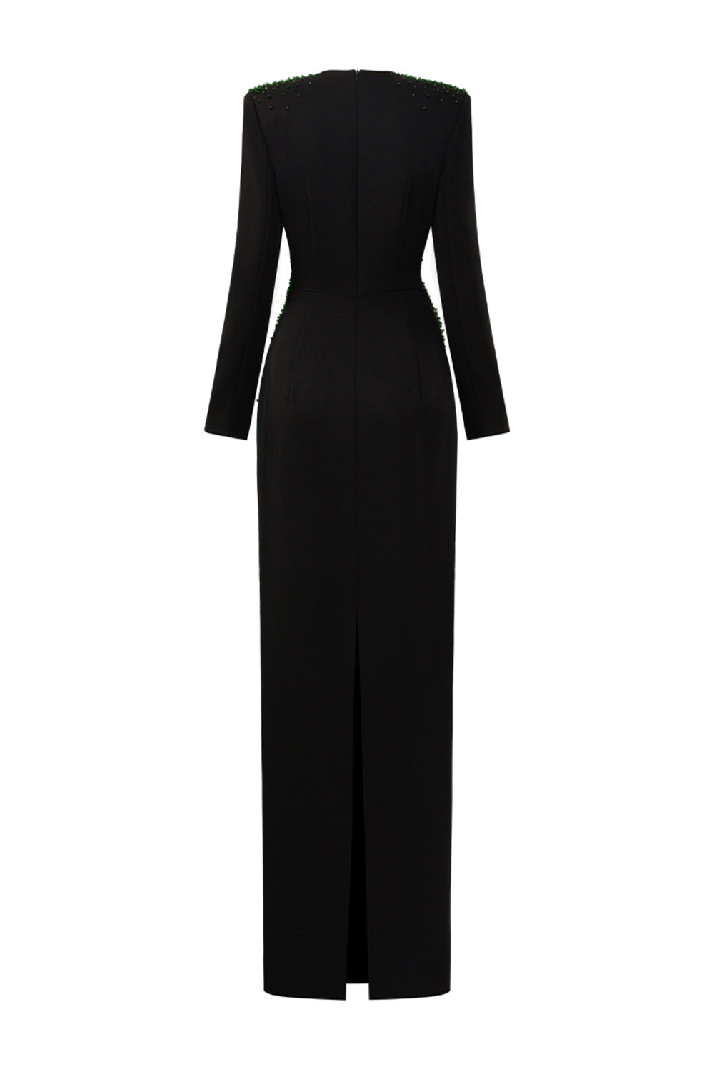 Juliette Sheath Plunge Neck Crepe Floor Length Dress