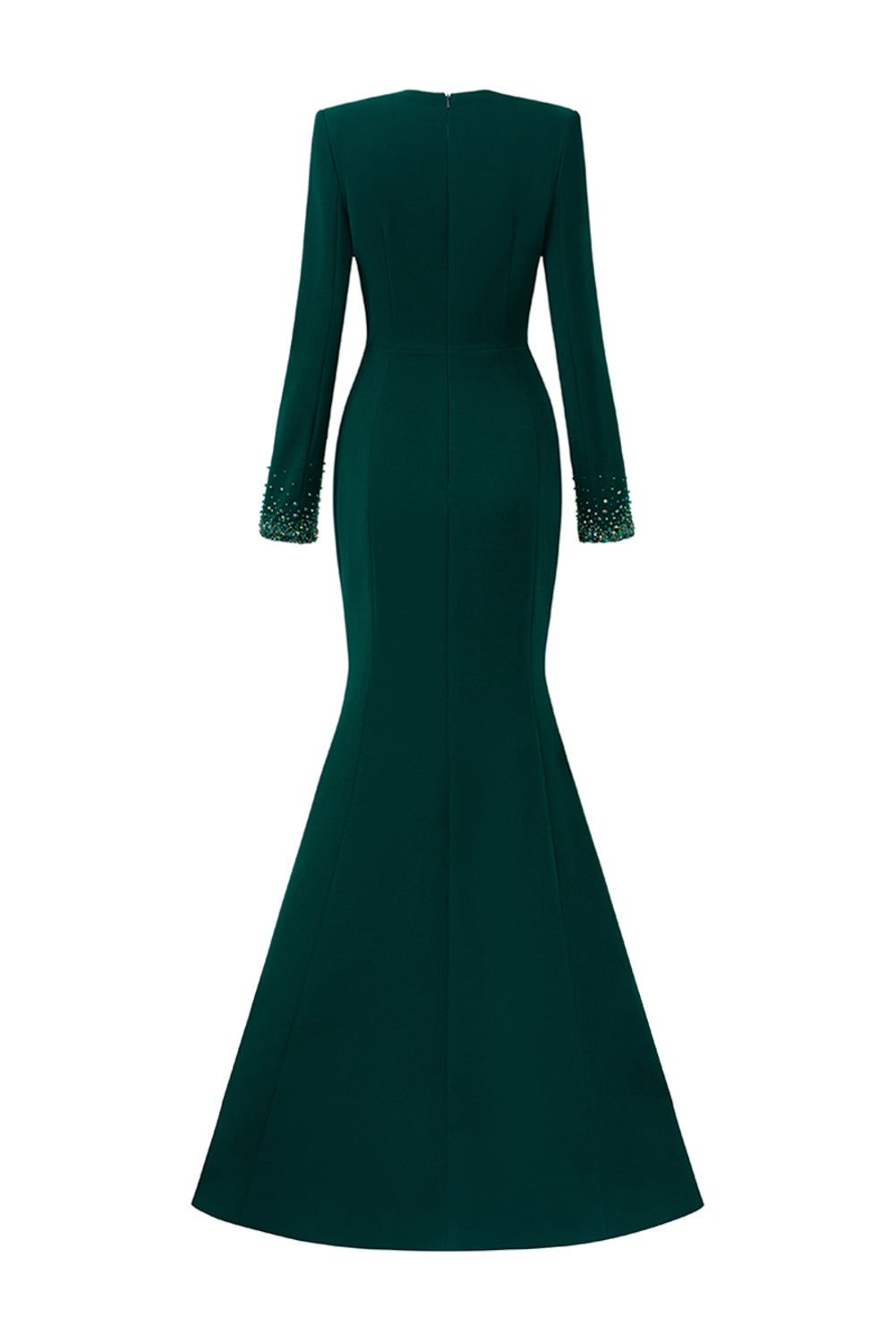 Fiona Mermaid Plunge Neck Crepe Floor Length Dress