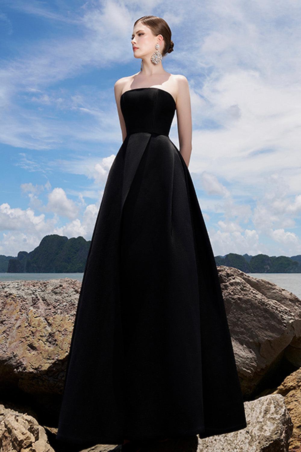 Clara Ball Gown Straight Across Neck Taffeta Maxi Dress
