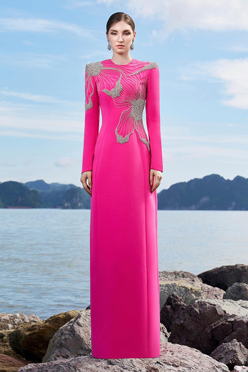 Kaitlin Sheath Square Shoulder Velvet Satin Floor Length Dress