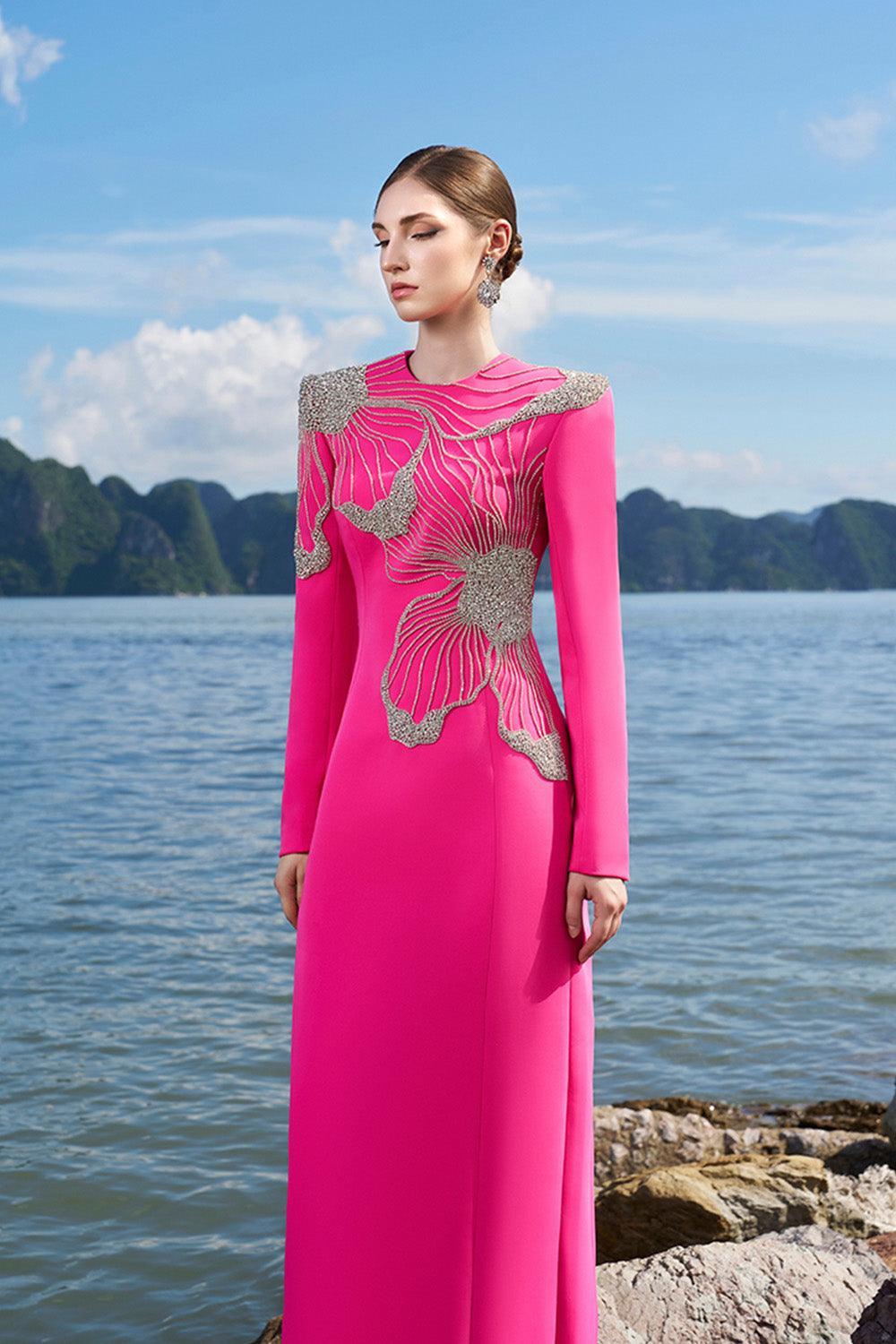 Kaitlin Sheath Square Shoulder Velvet Satin Floor Length Dress