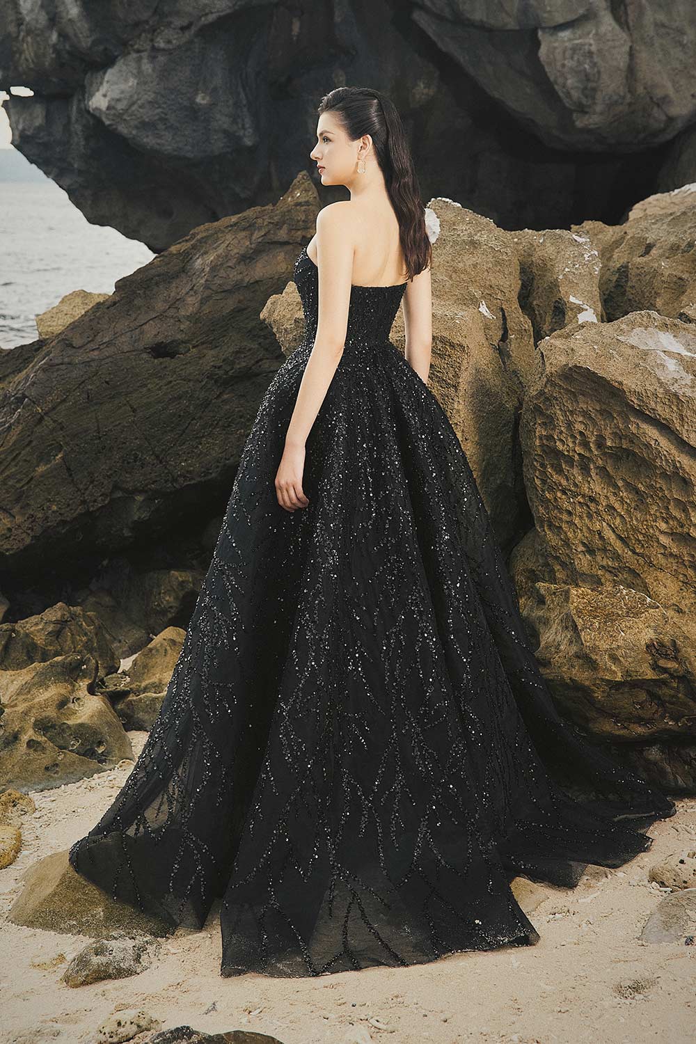 Harley Ball Gown Semi-Heart Neck Taffeta Floor Length Dress