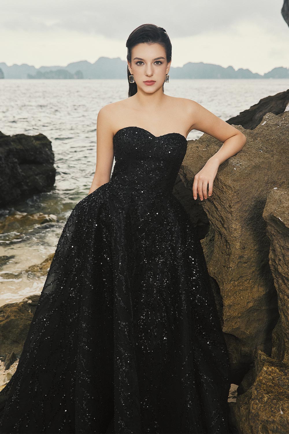 Harley Ball Gown Semi-Heart Neck Taffeta Floor Length Dress