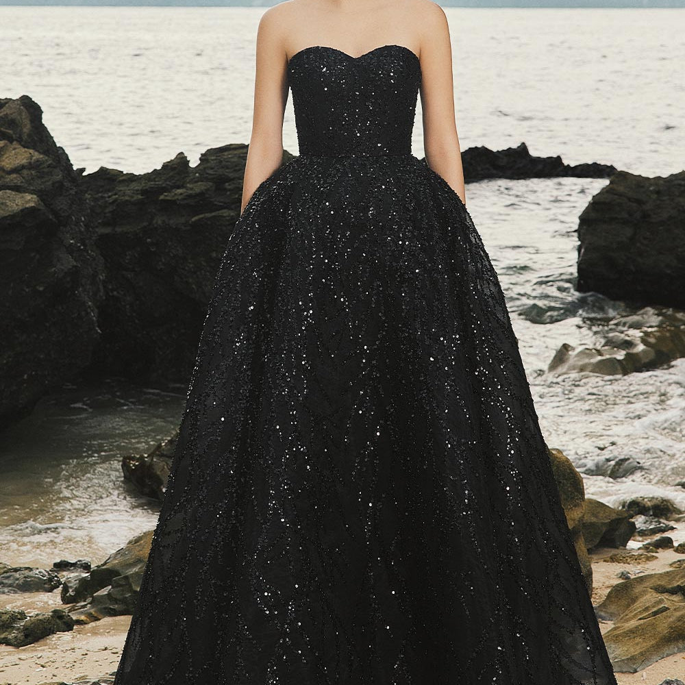 Harley Ball Gown Semi-Heart Neck Taffeta Floor Length Dress