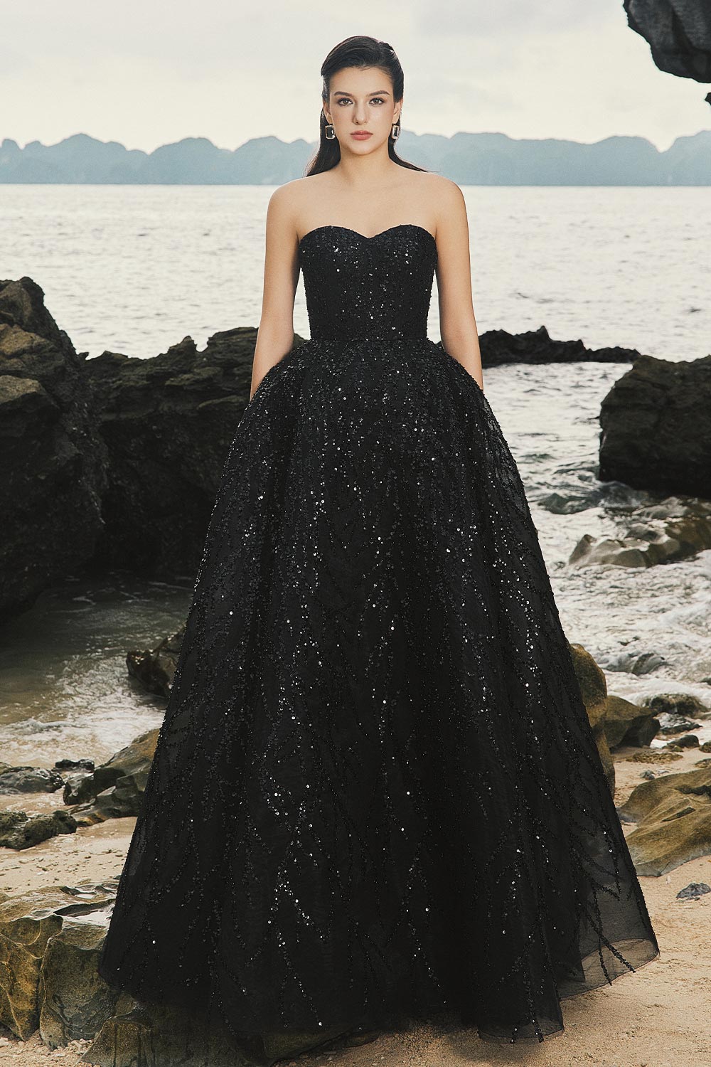 Harley Ball Gown Semi-Heart Neck Taffeta Floor Length Dress