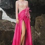 Ila Slit Sequin Duchess Satin Floor Length Dress