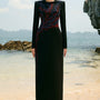 Brielle Sheath Square Shoulder Velvet Satin Floor Length Dress