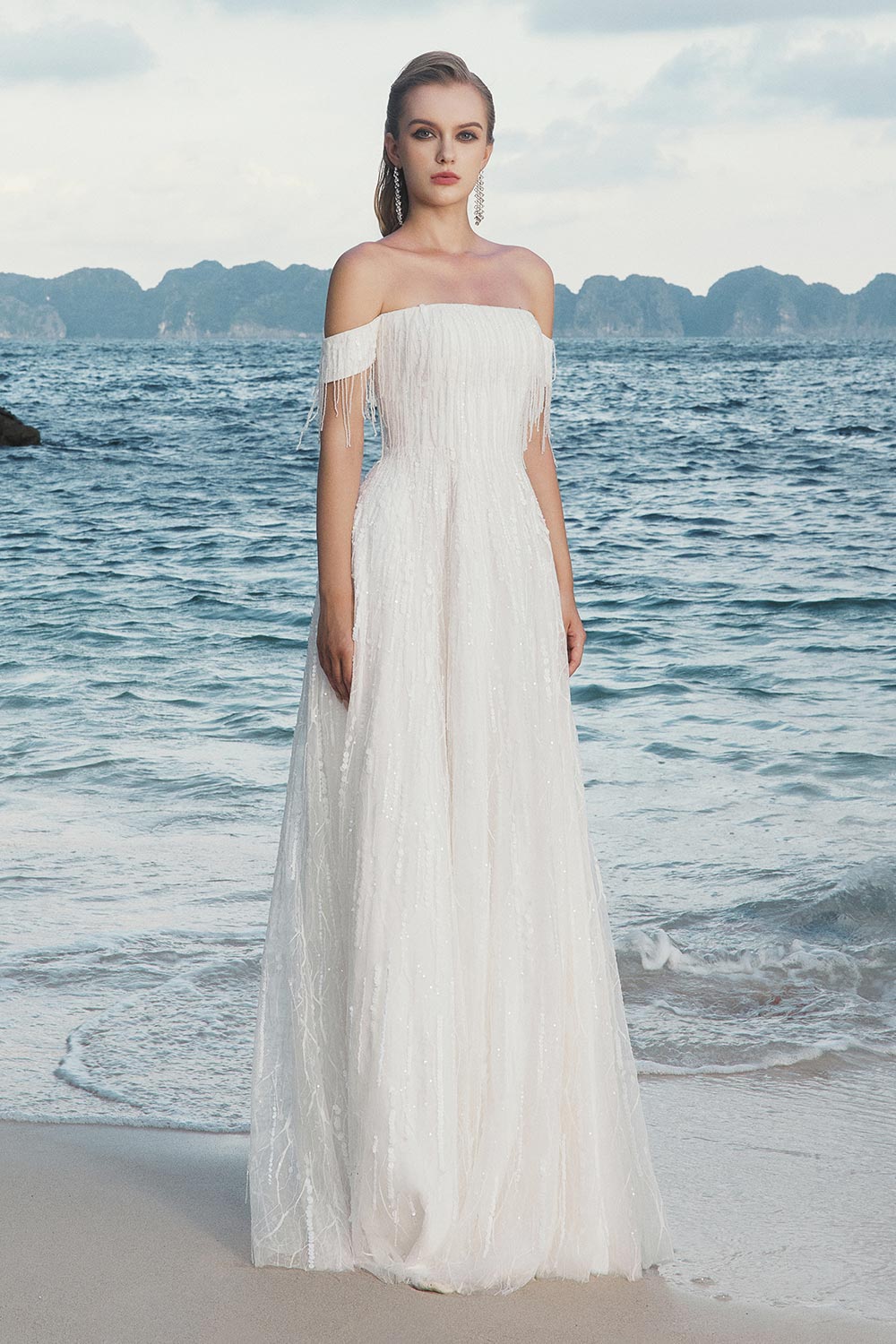 Eleanor A-line Fringed Tulle Floor Length Dress