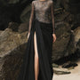 Myra Slit See-Through Taffeta Extra Long Length Dress