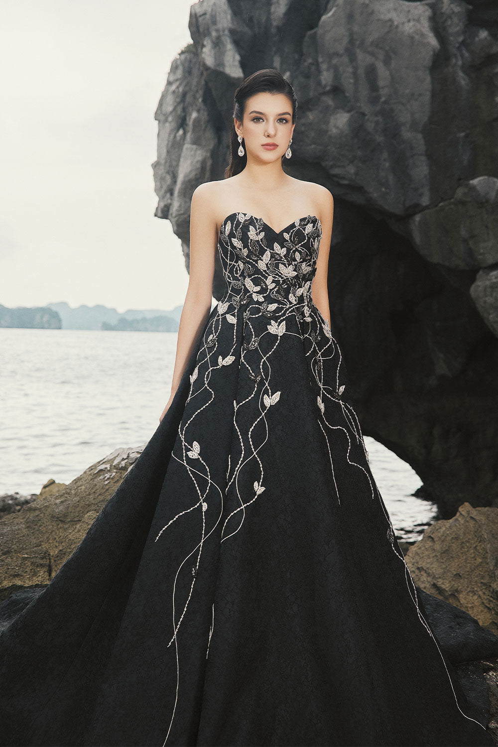 Kaylee Ball Gown Sweetheart Neck Brocade Extra Long Length Dress