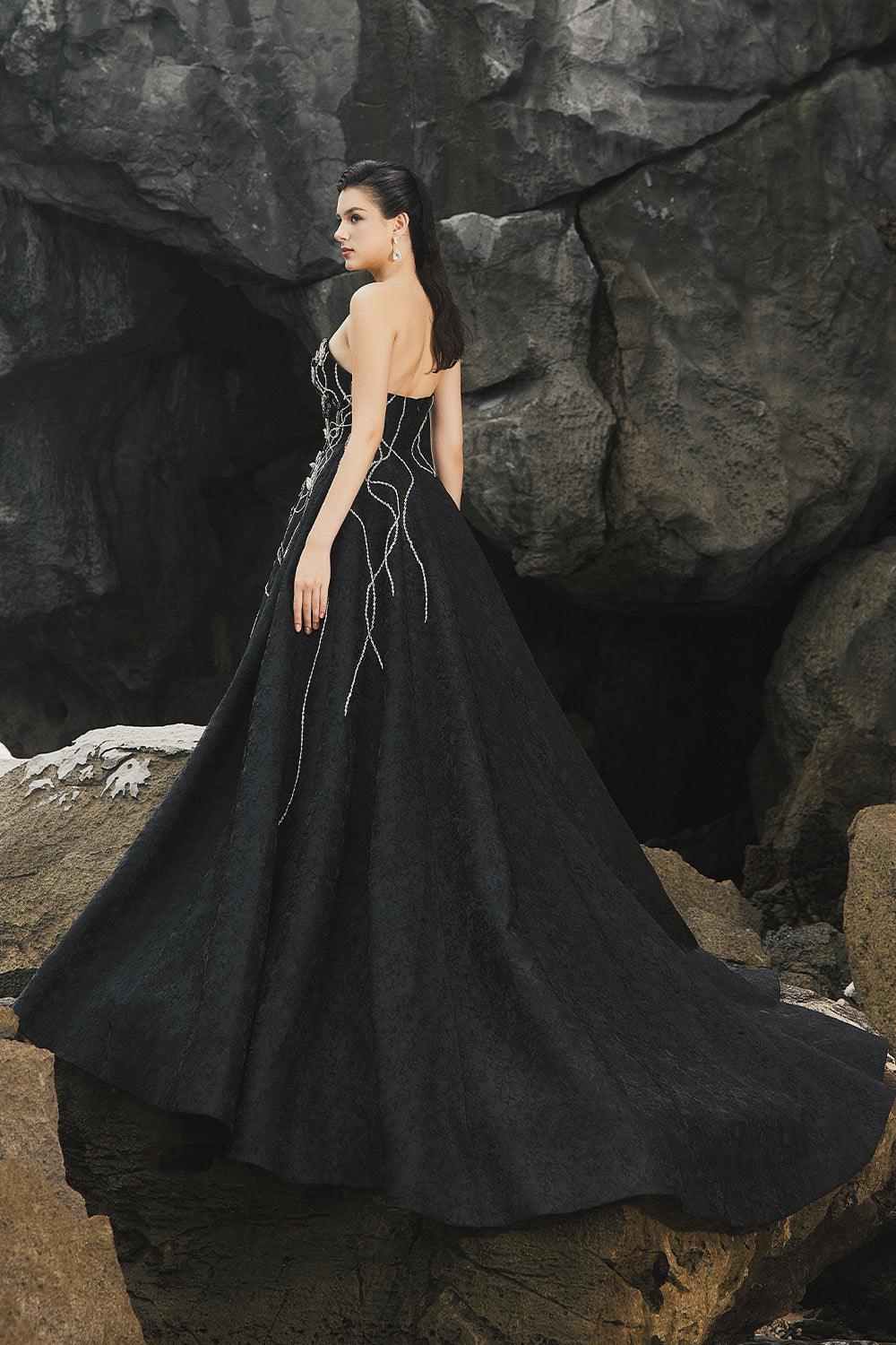 Kaylee Ball Gown Sweetheart Neck Brocade Extra Long Length Dress