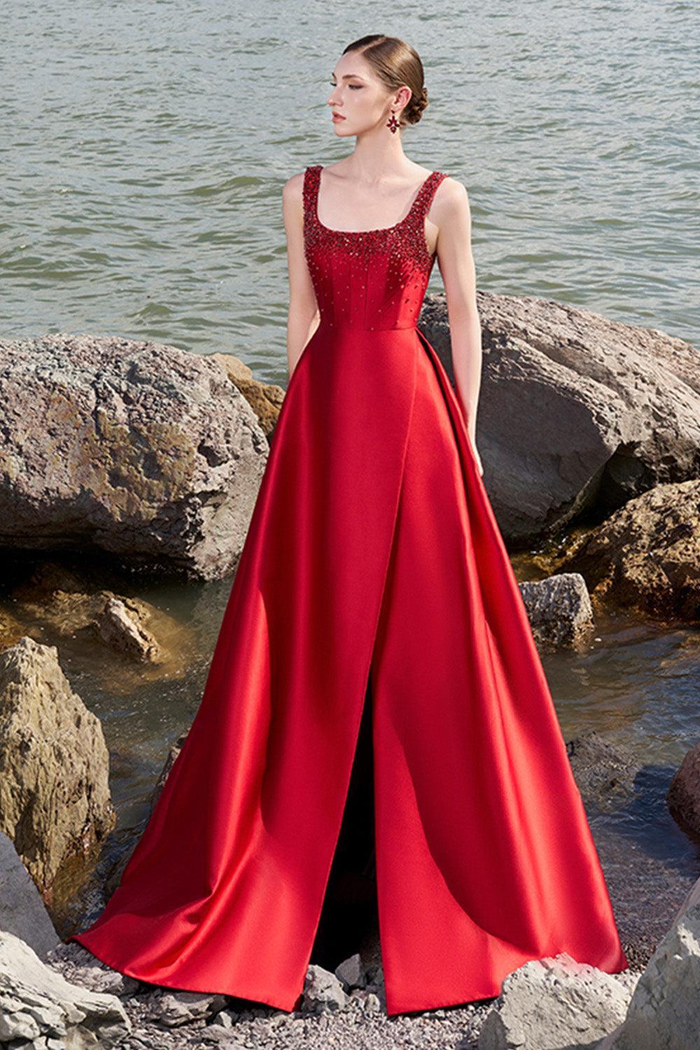 Isaiah Ball Gown Square Neck Crepe Floor Length Dress