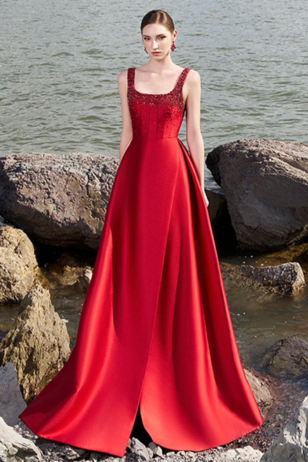 Isaiah Ball Gown Square Neck Crepe Floor Length Dress