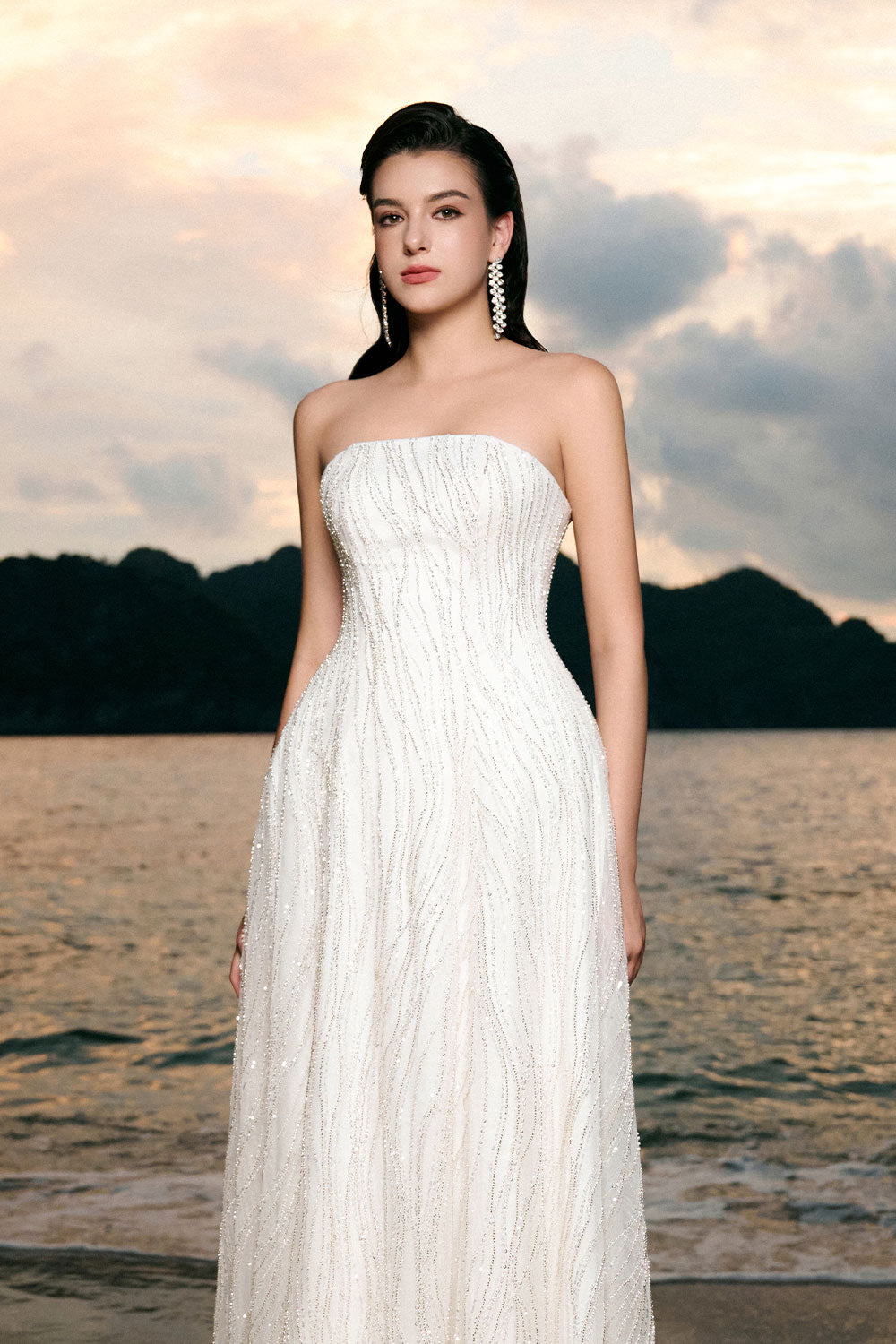 Makenzie A-line Straight Across Neck Tulle Floor Length Dress