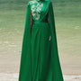 Elodie Cape Twisted Silk Floor Length Dress