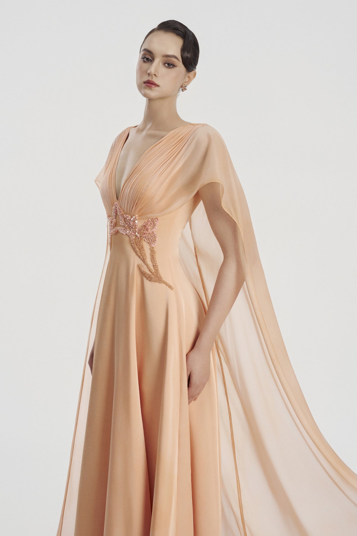 Delphine Cape Sleeve Maxi Dress
