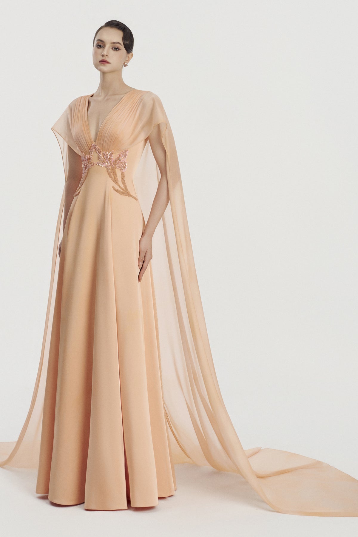 Delphine Cape Sleeve Maxi Dress