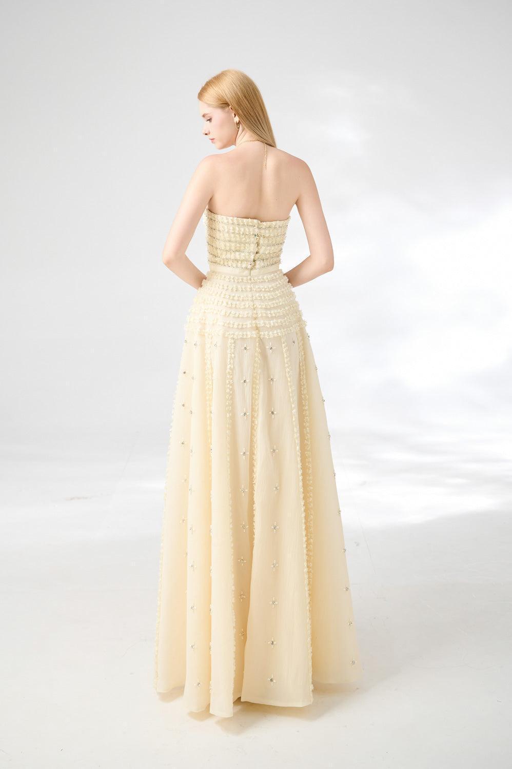 Cline Strapless Stone Organza Floor Length Dress - MEAN BLVD