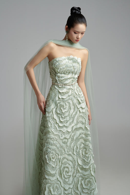 Lyra A-line Scarf Neck Polyester Maxi Dress