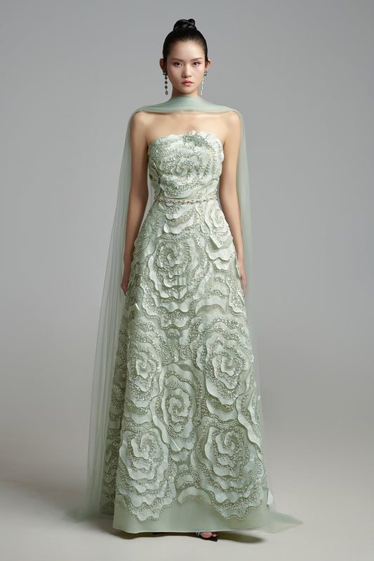 Lyra A-line Scarf Neck Polyester Maxi Dress