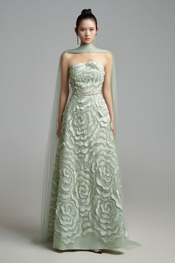 Lyra A-line Scarf Neck Polyester Maxi Dress