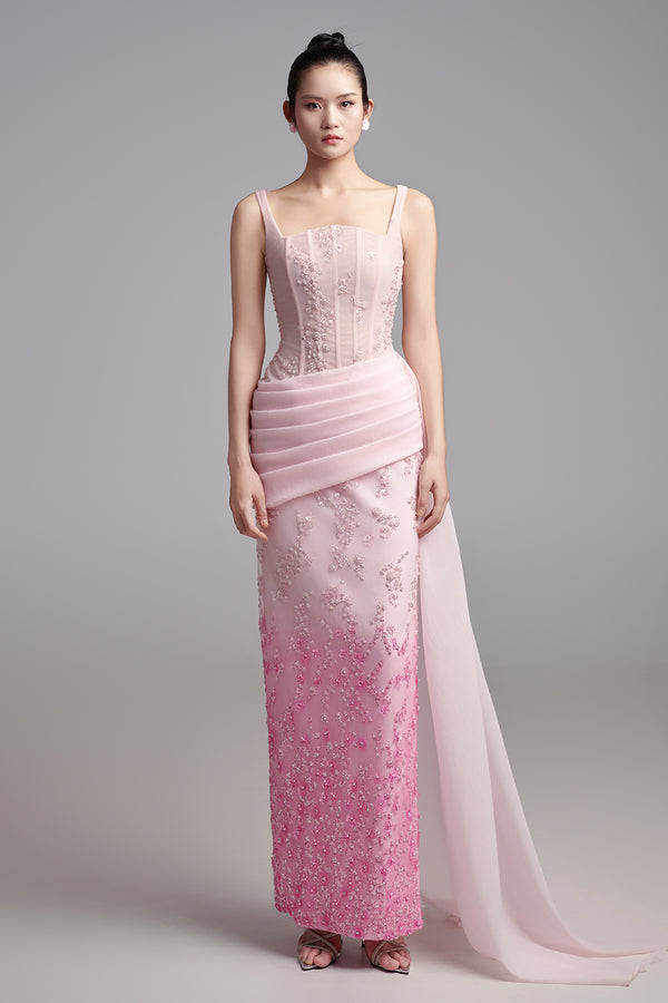 Samara Sheath Corset Waist Polyester Maxi Dress