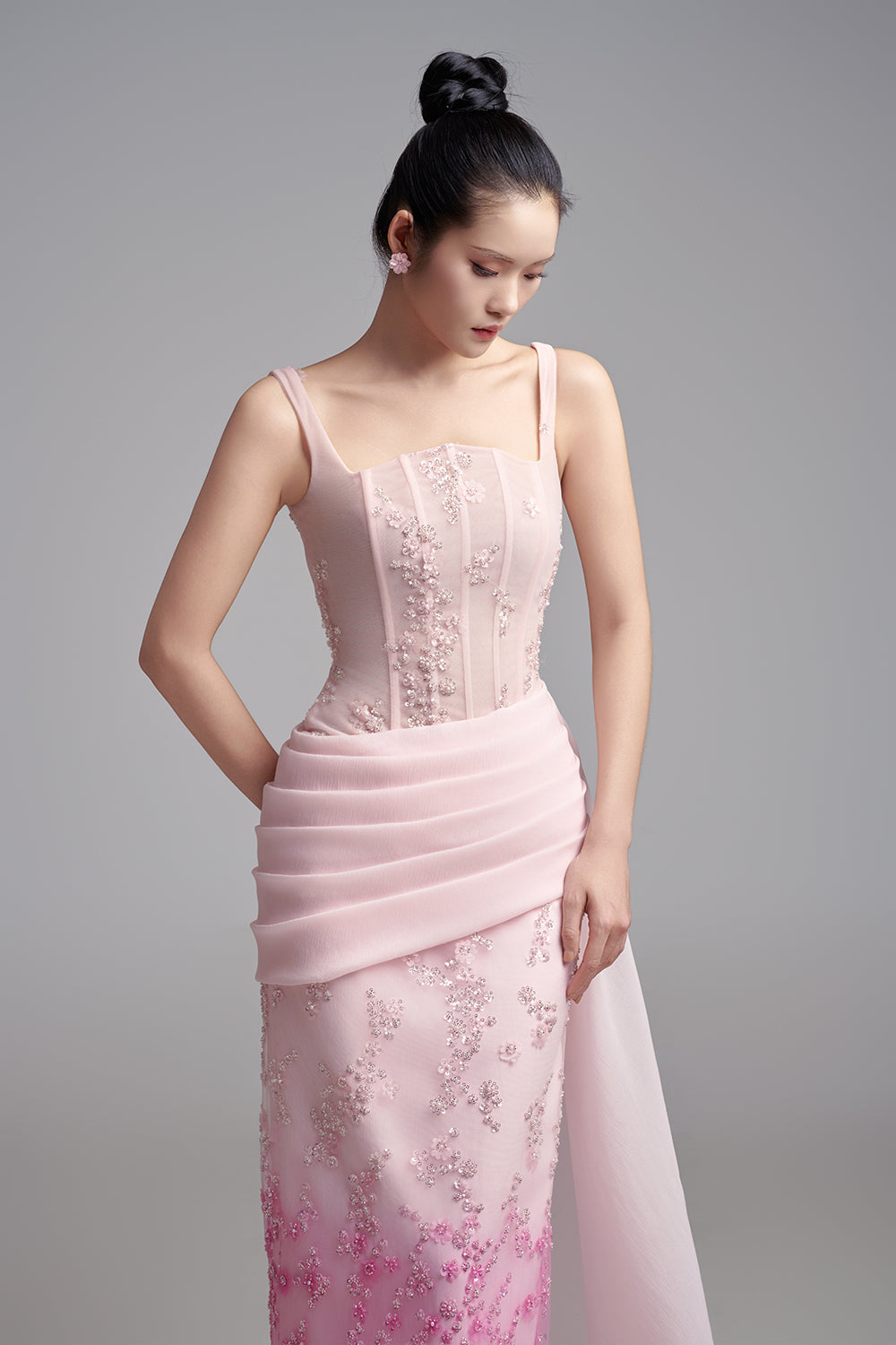 Samara Sheath Corset Waist Polyester Maxi Dress