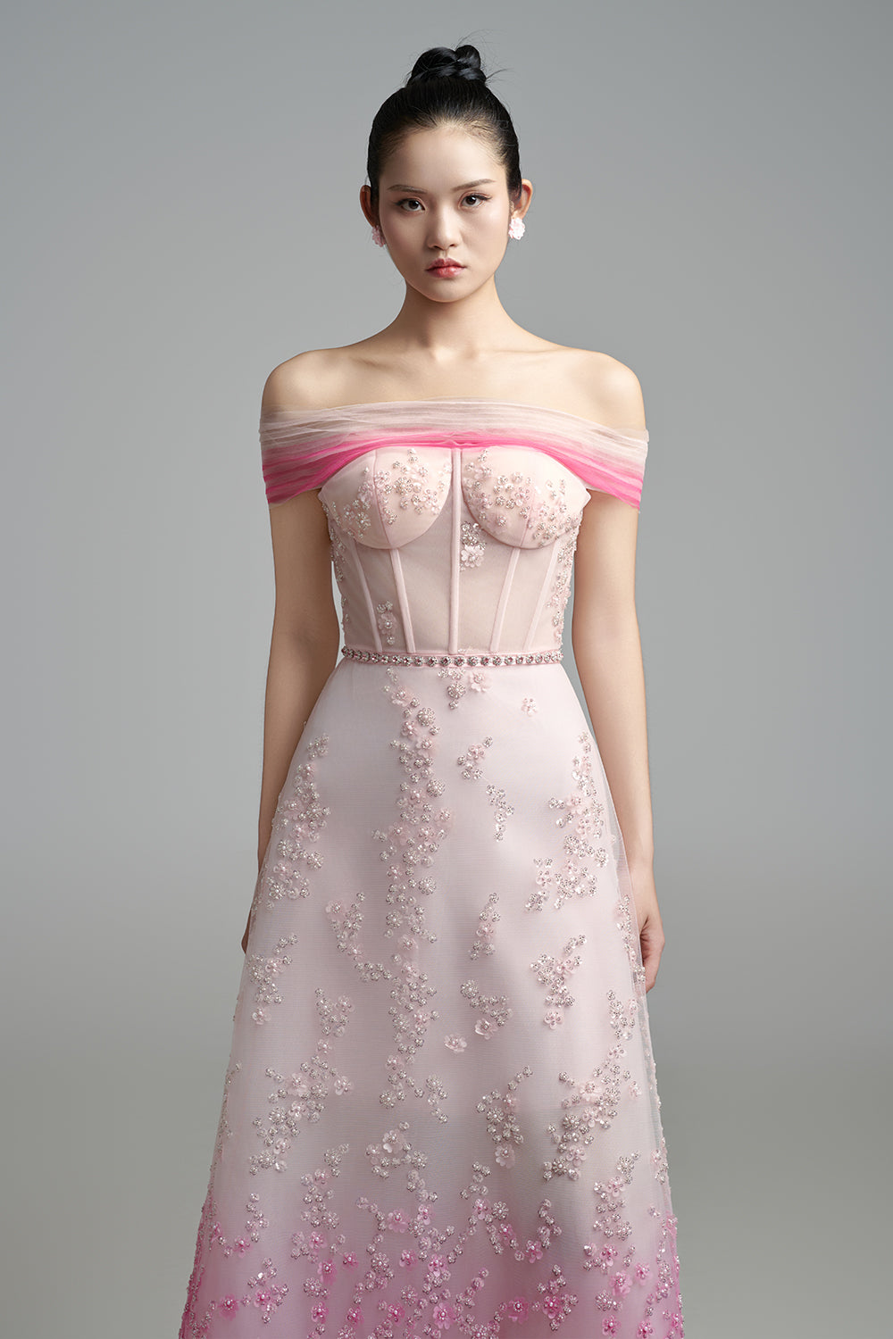 Lauryn A-line Off-Shoulder Polyester Maxi Dress