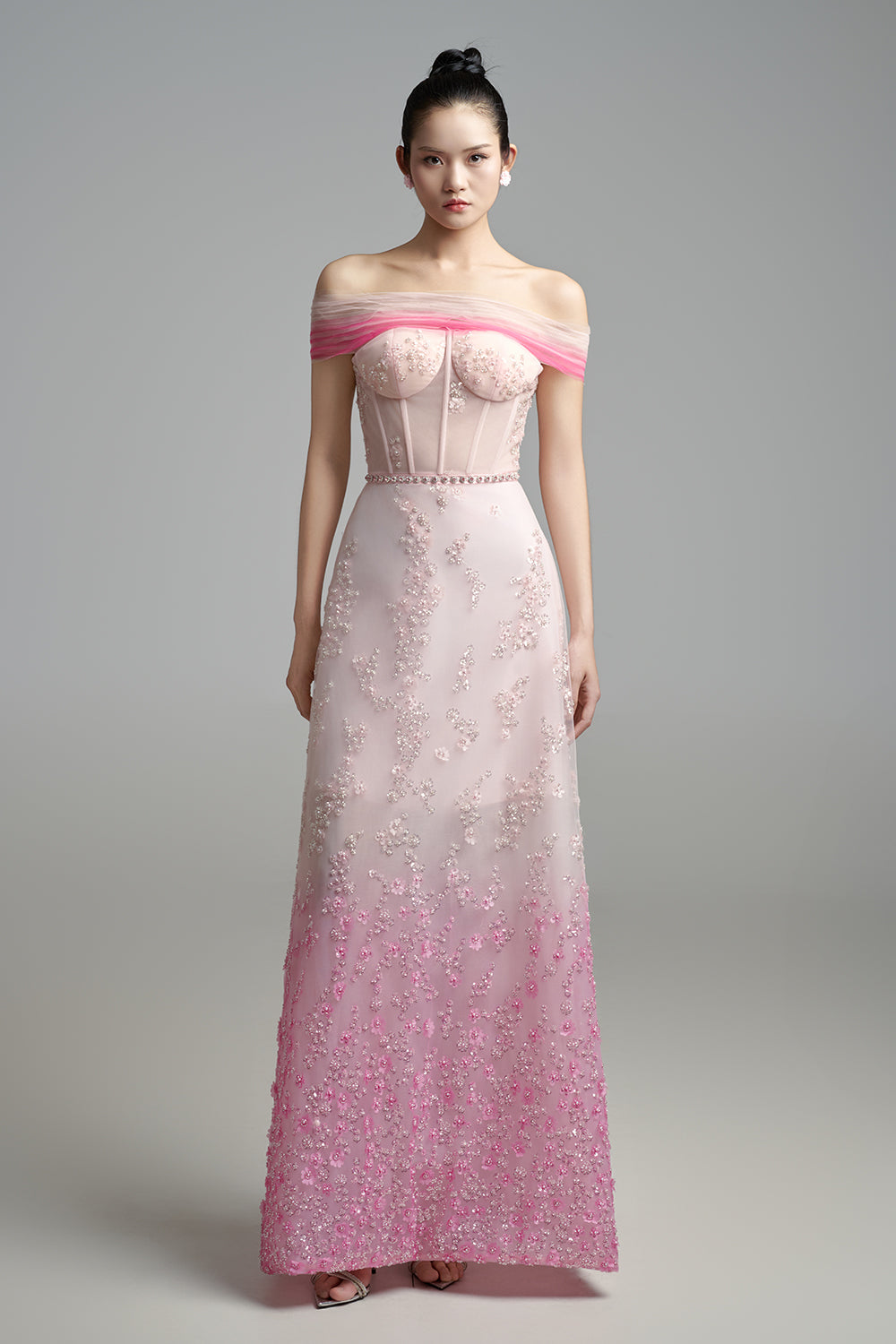 Lauryn A-line Off-Shoulder Polyester Maxi Dress