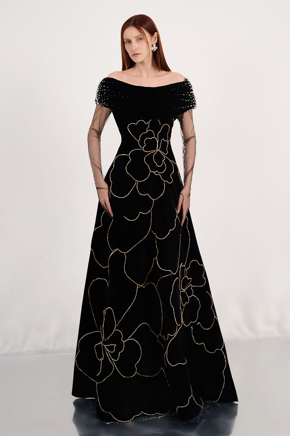 Charli Ball Gown Bead Polyester Maxi Dress