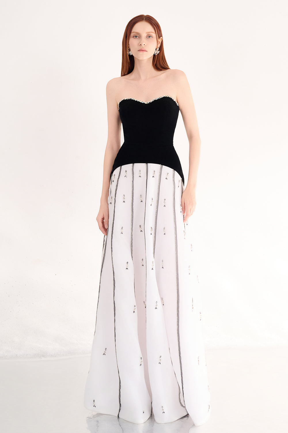 April A-line Semi-Heart Neck Polyester Maxi Dress