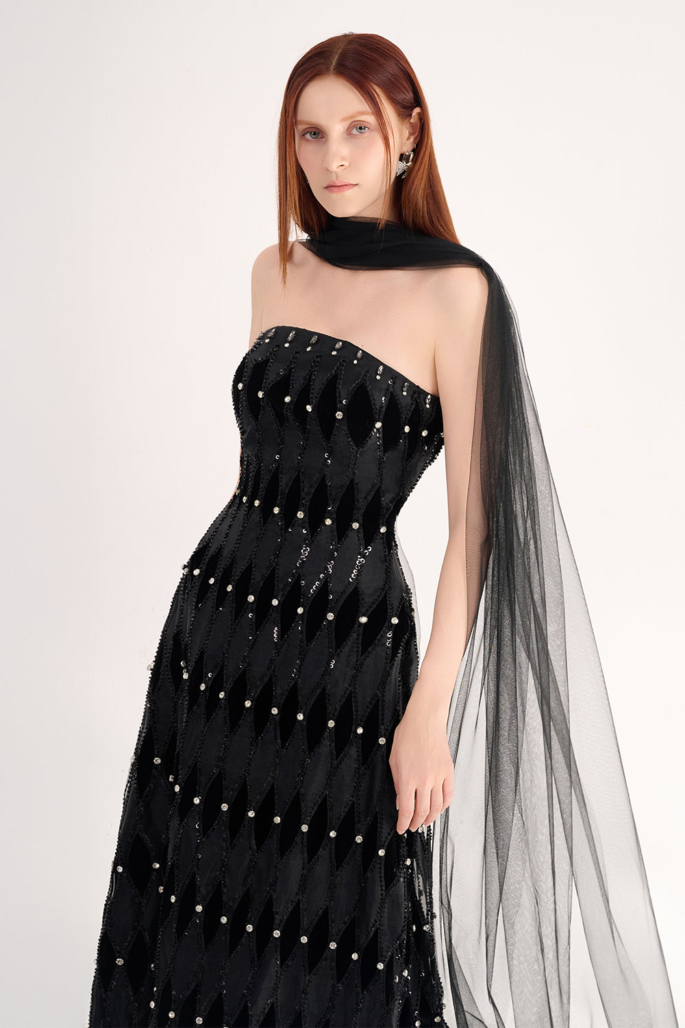 Alaiya Ball Gown Scarf Neck Polyester Maxi Dress