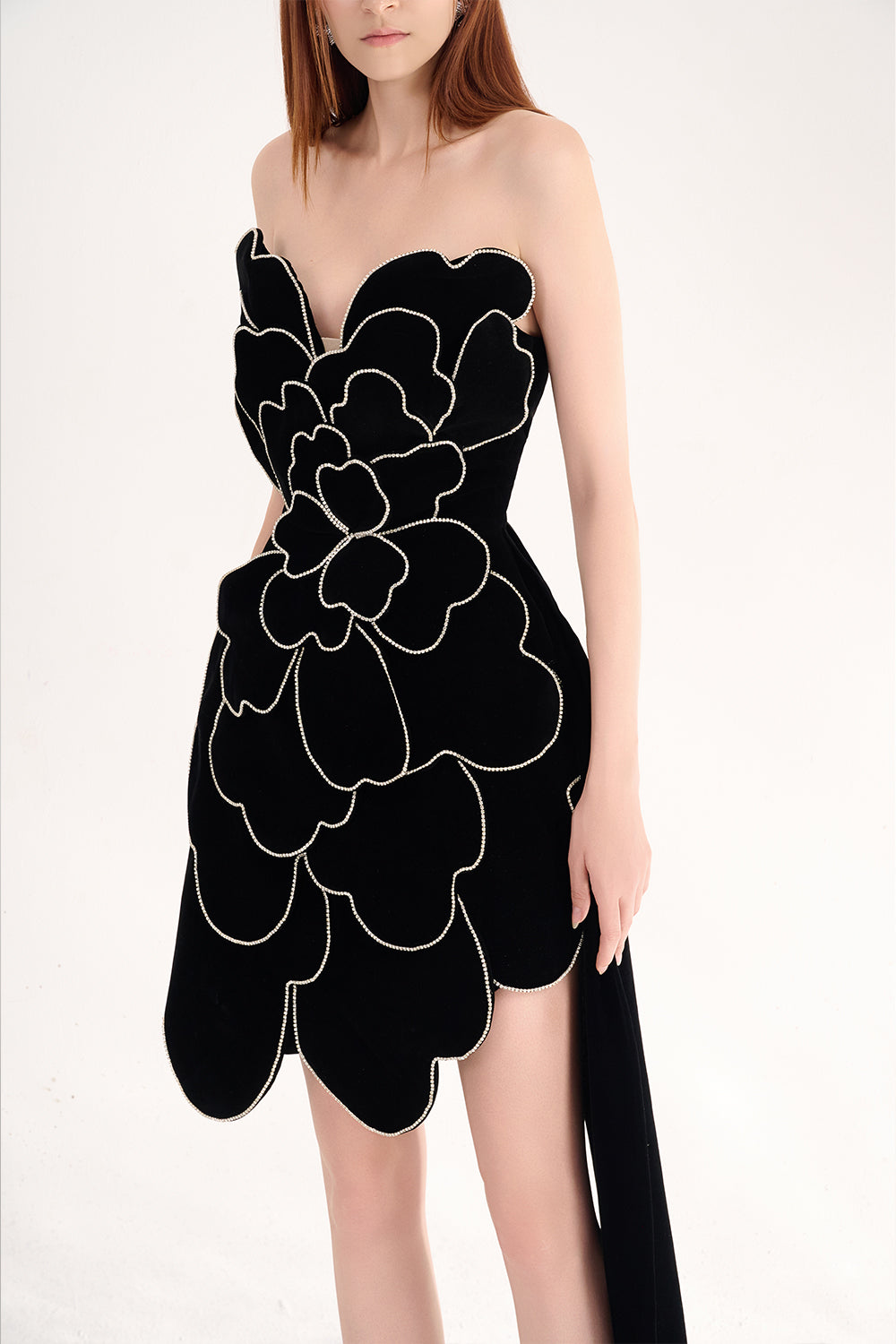 Piper Asymmetric Floral Velvet Mini Dress