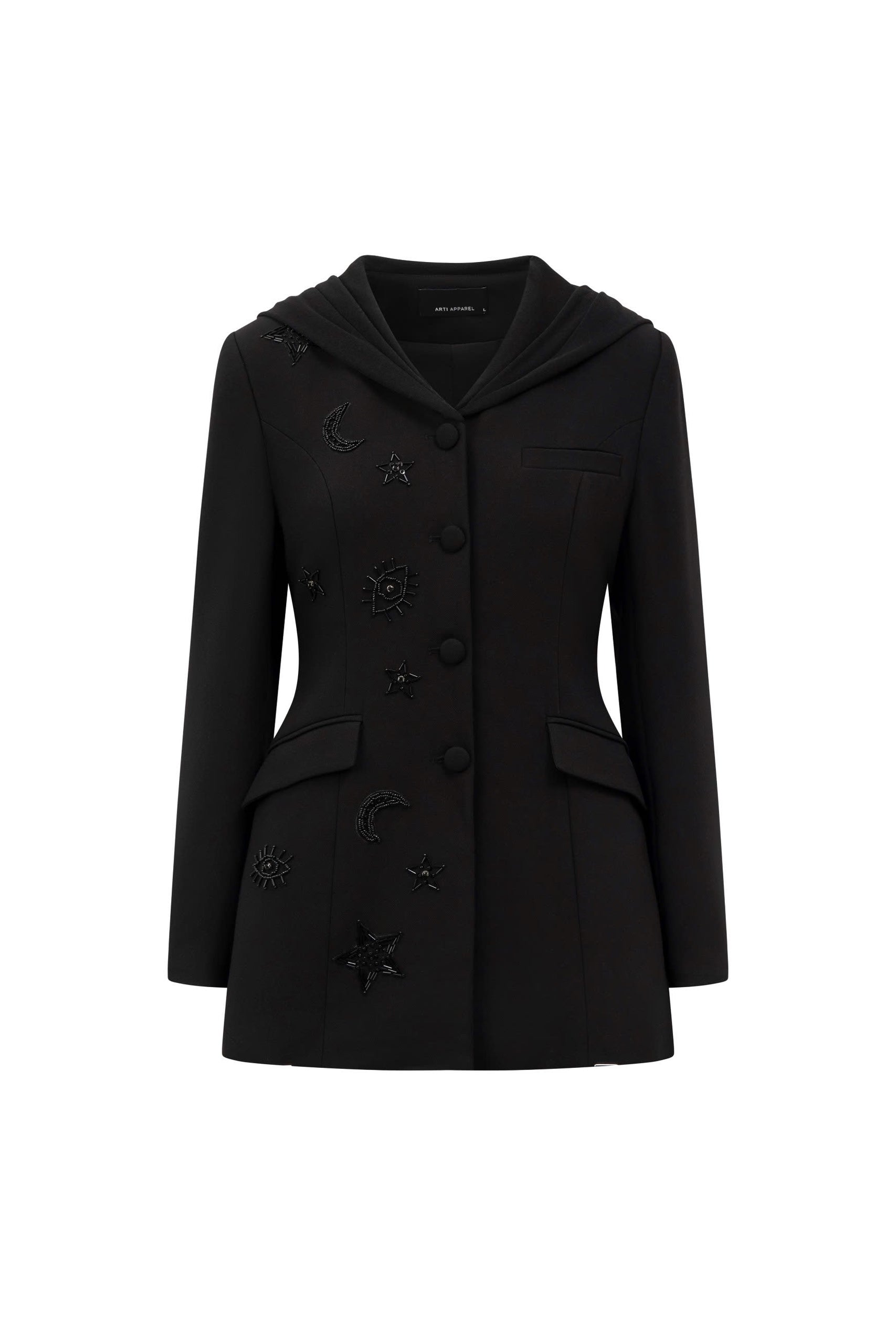 Vera Sheath Hooded Neck Cotton Blend Blazer