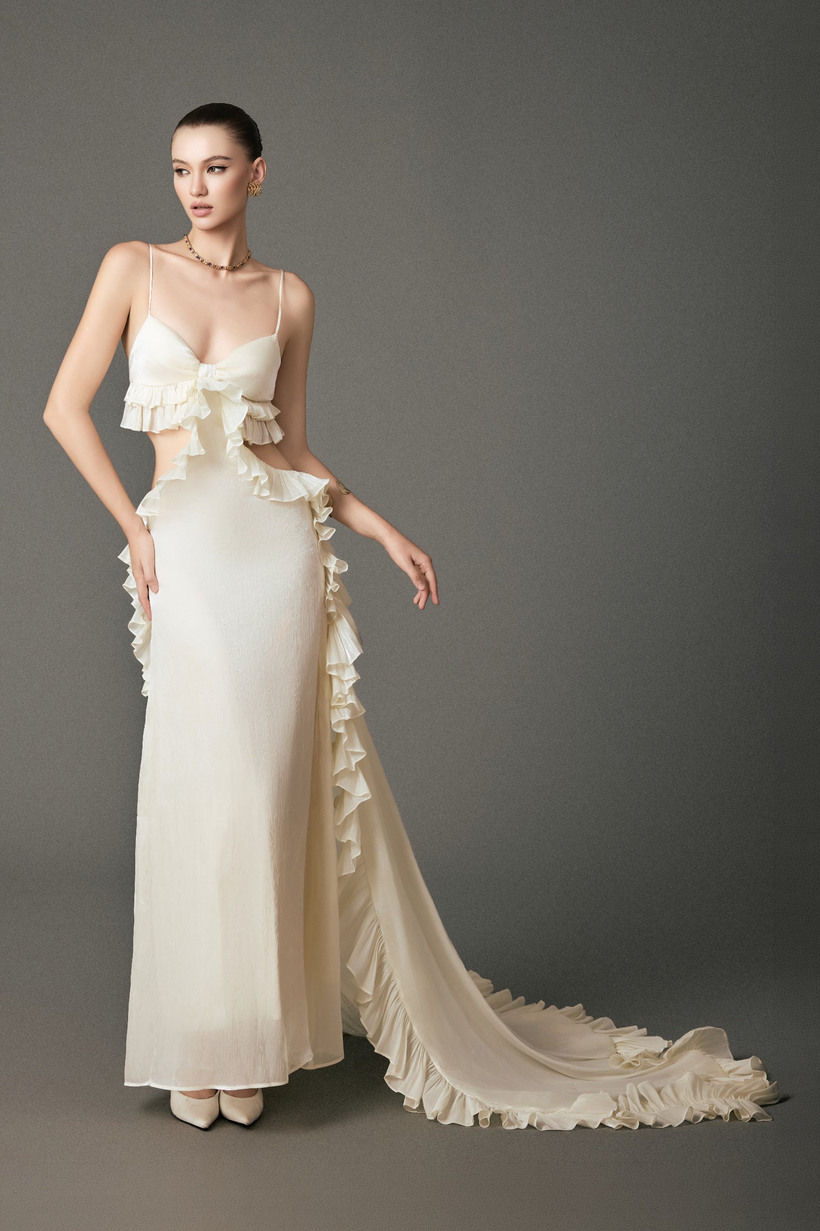Women's Val Backless Maxi Dress Ivory Cream S/M/L/Customize MEAN BLVD