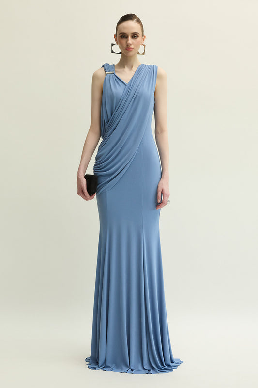 Valaya Sheath Draped Maxi Dress - MEAN BLVD