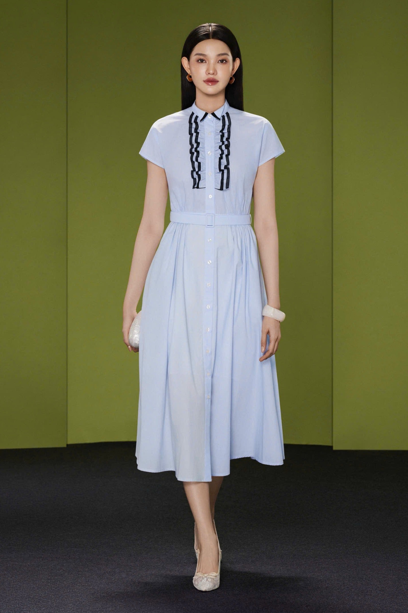 Valenne Collared Midi Dress - MEAN BLVD