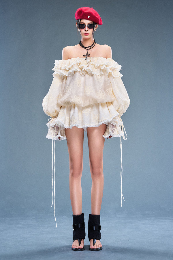 Veil Blouson Ruffle Mini Dress - MEAN BLVD