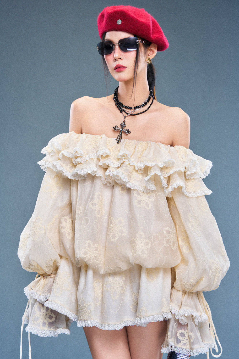 Veil Blouson Ruffle Mini Dress - MEAN BLVD