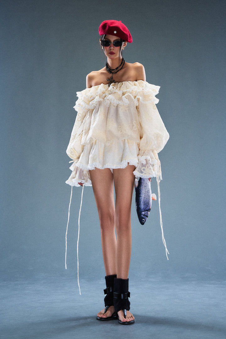 Veil Blouson Ruffle Mini Dress - MEAN BLVD