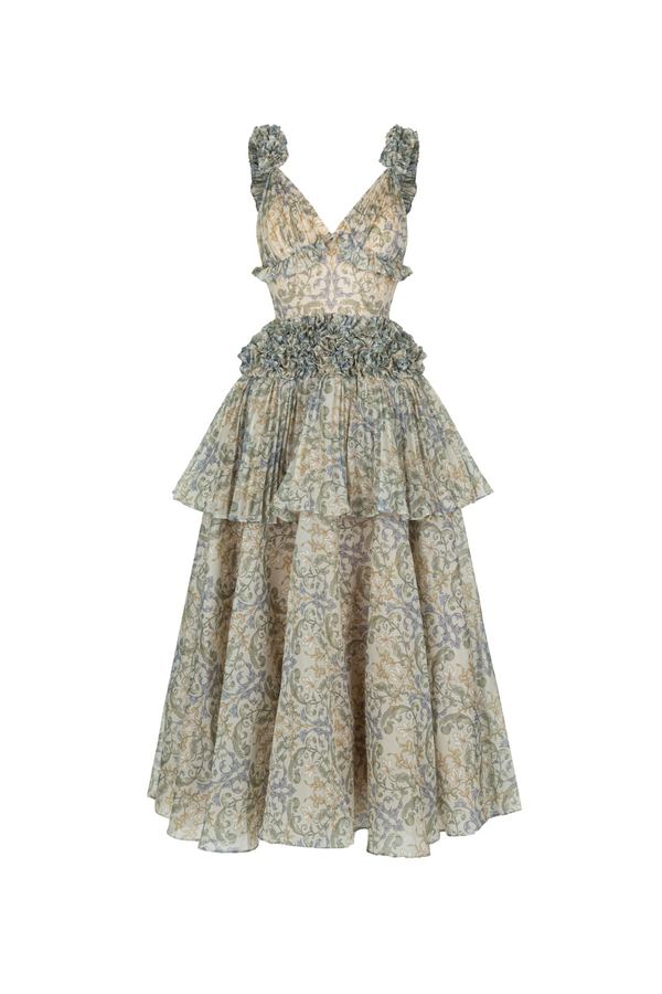 Velezia V-Neck Pleated Midi Dress - MEAN BLVD