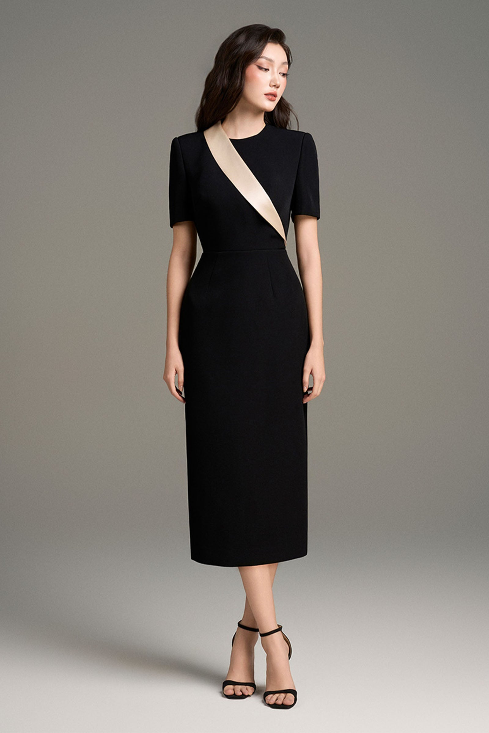 Velour Round Neck Midi Dress - MEAN BLVD
