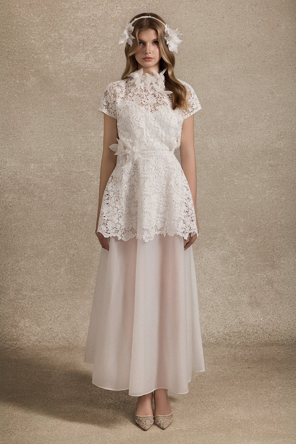 Veloura High Neck Applique Maxi Dress - MEAN BLVD