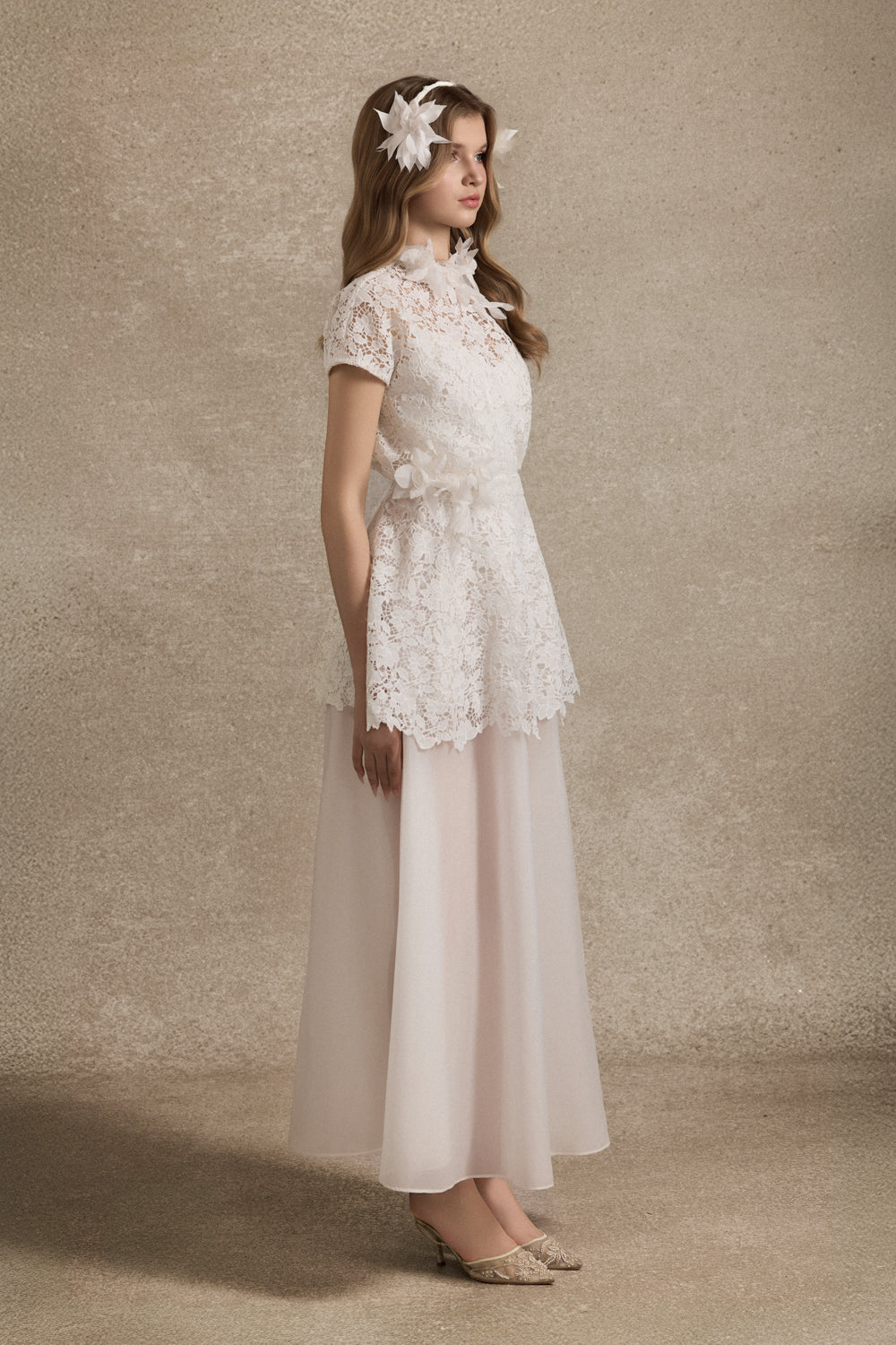 Women's Veloura High Neck Applique Maxi Dress S/M/L/Customize White MEAN  BLVD